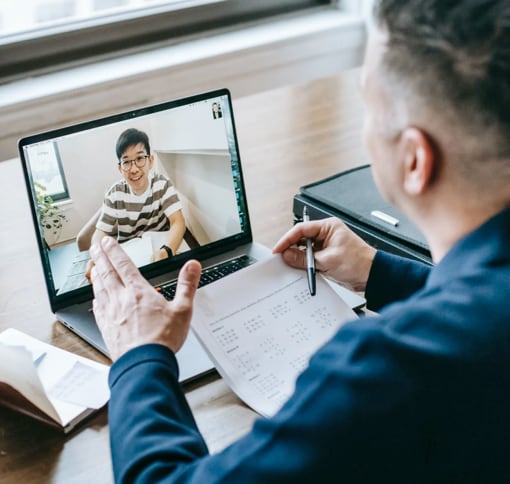 men making video call