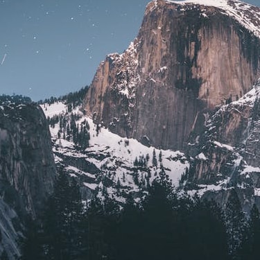 A snow-covered mountain side.